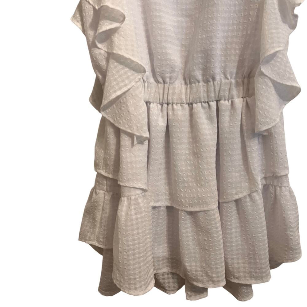 KOCH Womens Bright White Madison Check Dress, ruflle, Size S - Picture 4 of 9